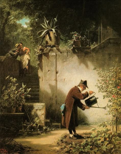 Carl Spitzweg. Der Blumenfreund. 1860 Carl Spitzweg, Antoine Bourdelle, Anton Pieck, John Everett Millais, 23 September, People Reading, Camille Pissarro, Poster Shop, German Art