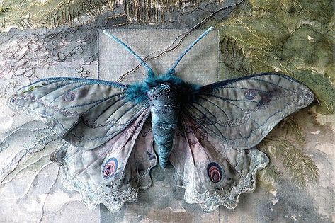 Annemieke Mein, Butterfly People, Man Vs Nature, Butterfly Project, Butterfly Fabric, Textile Art Embroidery, Embroidery Stitches Tutorial, Fabric Toys, Insect Jewelry