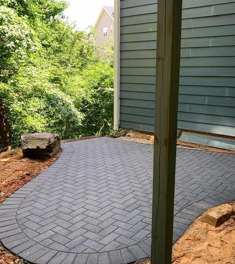 Concert Paver Patio, Gray Pavers Patio Backyards, Charcoal Pavers Patio, Holland Pavers Patio, Grey Pavers Patio, Gray Pavers Patio, Grey Brick Patio, Paver Patio Ideas Diy, Patio Paver Designs Layout