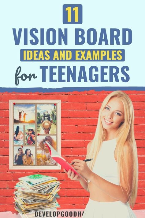 A vision board helps manifest your goals and is fun to make. Check out ideas for a vision board for teens to inspire you to create your own. | vision board for teens | vision board ideas for teenagers | vision board ideas for high school students via @HabitChange Family Vision Board Ideas Examples, Vision Board Ideas High School, Vision Board For High School Students, Group Vision Board Ideas, Middle School Vision Board Ideas, Teenage Vision Board Ideas, Vision Board For Teenagers, Vision Board Ideas For Teenagers, Vision Board Teenager