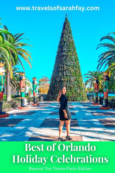 Sarah fay in front of Christmas tree in Lake Eola Park in Downtown Orlando, Florida. Orlando Christmas, Florida Winter, Orlando Photos, Visit Orlando, Orlando Parks, Celebrating Christmas, Next Holiday, Traditional Christmas, Theme Parks