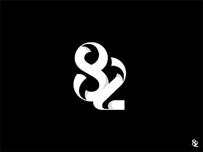 82 number monogram logo design inspiration idea black and white minimal fluid curved style for great branding presentation 8 Design Number, Number Monogram Logo, 2 Logo Design Number, Logo Number Design, Number 2 Design, 60 Logo, Number Logos, 360 Logo, Numbers Logo