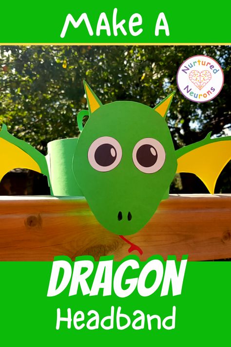 Pre K Dragon Craft, How To Catch A Dragon Activities, Diy Dragon Headband, Dragon Hat Diy, Easy Dragon Craft, Dragon Kids Craft, Dragon Crafts For Toddlers, Forest Homeschooling, Dragon Activities For Kids