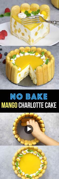 No Bake Mango Charlotte Cake – the most beautiful and unbelievably delicious mango cheesecake. All you need is some simple ingredients: mango juice, ladyfingers, cream cheese, sugar, whipped cream, mango, gelatin, and rum or triple sec. So Good! Perfect for a holiday party or a special occasion such as birthday and Mother’s Day! No bake cheesecake. Dessert recipe. Vegetarian. Video Recipe | Tipbuzz.com Dessert Crepes, Charlotte Cake, Mango Cheesecake, Make Ahead Desserts, Layered Desserts, Marble Cake, Creamy Cheesecake, Triple Sec, Baklava