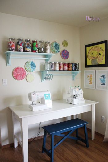 Sewing Station, Sewing Spaces, Dream Craft Room, House Of Turquoise, Craft Lights, Diy And Crafts Sewing, Craft Room Office, Sewing Rooms, Craft Room Organization