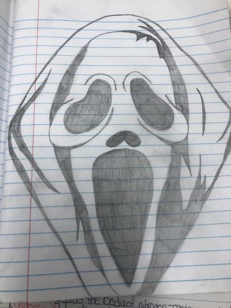 Ghost Face Full Body Drawing, Drawing Ideas Ghost Face, Gost Face Drawings, Drawing Ghost Face, Ghost Face Drawing Sketch, Drawings Of Ghost Face, Scream Pixel Art, How To Draw Scream, Ghost Face Sketch