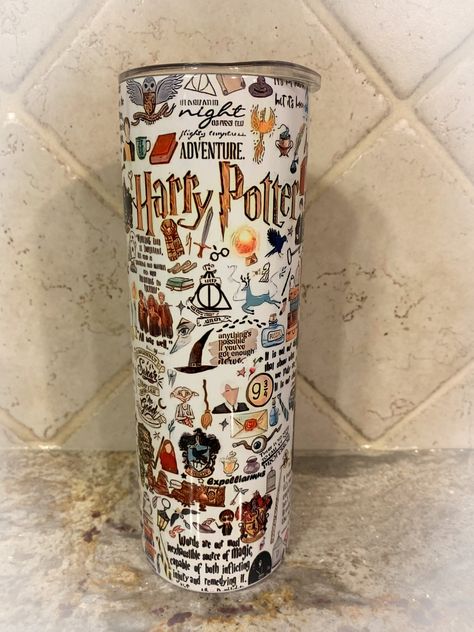 20oz Skinny Tumbler HP | HP Fans | Wizard Inspired | Sublimated Tumbler | Gift by EstheticDesigns on Etsy Custom Coffee Tumbler, Harry Potter Tumbler Cup, Harry Potter Cups, Harry Potter School, Harry Potter Merch, Sublimation Gifts, Harry Potter Stickers, Lighted Glass Blocks, Sublimation Tumbler Designs