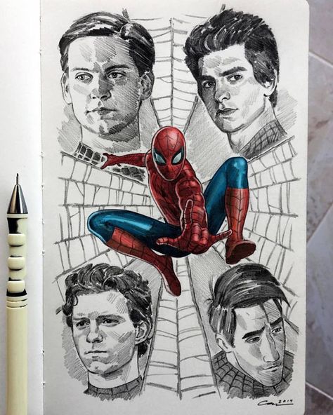 Who is your favorite Spider-Man?.Art by Can Baran @c4nbaran....#spiderman  #peterparker #spidey #tomholland #tobymaguire  #andrewgarfield....comics_hall is sharing instagram posts and you can see  pictures video posts and on this media post page. Hsc Art, Spider Man Art, Marvel Art Drawings, Avengers Drawings, Spiderman Drawing, Spiderman Art Sketch, Marvel Drawings, Digital Art Gallery, Marvel Fan Art