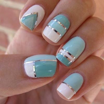 Nail Art Blanc, Summer Nails Colors Designs, Nail Art Stripes, Pretty Nail Colors, Geometric Nail Art, Geometric Nail, Pretty Nail Designs, Really Cute Nails, Striped Nails