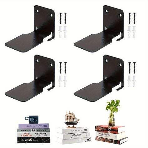 Shop 4pcs invisible floating bookshelves heavy duty book organizers wall mounted bookshelf stainless steel invisible bookshelf hidden floating shelf iron storage shelves for bedroom living room office wall decor at the lowest price at Temu. Check reviews and See what's new of Home & Kitchen. Explore the latest arrivals. Invisible Bookshelf, Mounted Bookshelf, Shelves For Bedroom, Floating Books, Whimsical Bedroom, Metal Storage Shelves, Floating Bookshelf, Floating Bookshelves, Wall Mounted Bookshelves