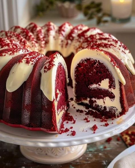 GRANDMA'S  Recipes 🍕🍕🍕 | 🎂 Red Velvet Cheesecake Bundt Cake Delight  | Facebook Cheesecake Bundt Cake, Bundy Cake, Bundt Recipes, Velvet Cheesecake, Red Velvet Cheesecake, Cake Recipes From Scratch, Bundt Cakes Recipes, Caramel Recipes, Cobbler Recipes