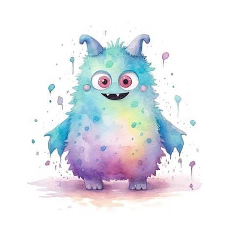 Photo a watercolor painting of a monster... | Premium Photo #Freepik #photo #mascot #mascot-character #yeti #cartoon-mascot Yeti Cartoon, Monster Classroom, Monster Clipart, Abominable Snowman, Cartoon Mascot, Mascot Character, Monster Illustration, Pink Eyes, Cute Monsters