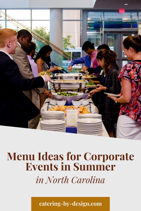 Breakfast Catering Ideas, Corporate Breakfast, Catering Menu Ideas, Event Buffet, Summer Corporate, Marinated Grilled Vegetables, Red Skin Mashed Potatoes, Red Skin Potato Salad, Homemade Macaroni Cheese