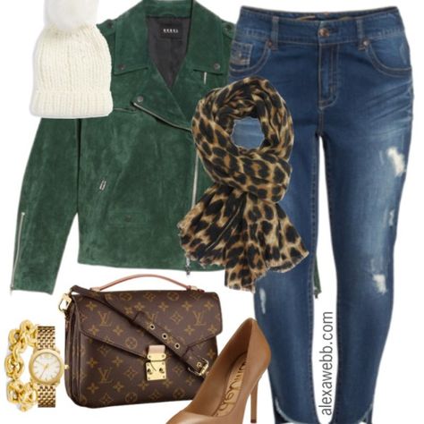 Plus Size Green Suede Jacket Outfit - Plus Size Fashion for Women - alexawebb.com #alexawebb #plussize Green Suede Jacket Outfit, Suede Jacket Outfit, Green Suede Jacket, Alexa Webb, Stylish Plus Size Clothing, Plus Size Fall Outfit, Dress With Jean Jacket, Jacket Outfit, Stylish Plus