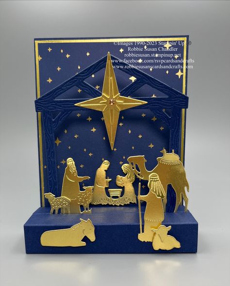 Nativity Christmas Cards, Diy Pop Up Cards, Christian Christmas Cards, Homemade Christmas Cards, Christmas Card Crafts, Stampin Up Christmas, Religious Christmas, Diy Christmas Cards, Fancy Fold Cards