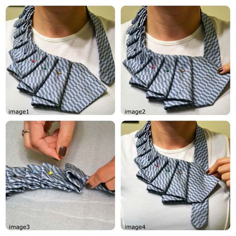 A New Twist on the Old Necktie!: 5 Steps (with Pictures) Necktie Crafts, Tie Ideas, Old Ties, Tie Crafts, Mode Tips, Creation Couture, Scarf Tying, Recycle Clothes, Fabric Jewelry