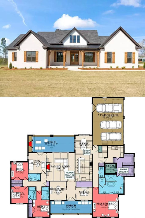 4-Bedroom Modern Farmhouse for a Corner Lot with Optional Bonus Room (Floor Plan) 2 000 Sq Ft House Plans Open Floor 4 Bedroom, 4 Bedroom House Plans With Office And Bonus Room, 4 Bedroom 2 Bath House Plans Open Floor, Home Layouts 4 Bedroom, Floor Plans For Ranch Style Homes Layout, 4 Bedroom House Plan With Basement, Blueprints House Floor Plans 4 Bedroom, Simple Floor Plans 4 Bedroom, House Plan With Playroom