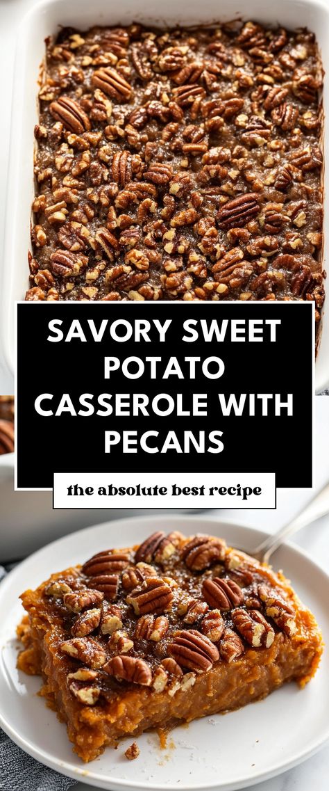 Image for Savory Sweet Potato Casserole with Pecans Sweet Potato Casserole Pecans Coconut, Bourbon Pecan Sweet Potato Casserole, Best Sweet Potato Casserole With Pecans, Savory Sweet Potato Casserole Recipes, White Sweet Potatoes Recipes, Sweet Potatoes Casserole With Pecans, Pecan Casserole, White Sweet Potato Recipe, Sweet Potato Pecan Casserole