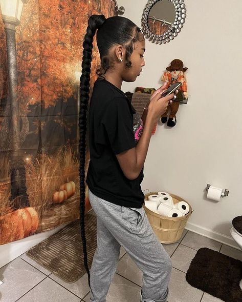 Braided Ponytail Black Hair, Sleek Braided Ponytail, Hairstyle Ideas Easy, Weave Ponytail Hairstyles, Sleek Ponytail Hairstyles, Braided Hairstyle, Quick Weave Hairstyles, Dyed Hair Inspiration, Braids Hairstyles Pictures