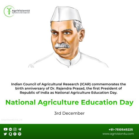 Better education equals a better nation.✨ Celebrating 3rd December as National Agriculture Education Day on the Birth Anniversary of honorable Dr. Rajendra Prasad.🗞 Be educated and feel empowered. Follow us for more updates- www.agrivision4u.com #agriculture #birthanniversary #DrRajendraPrasad #education #right #liberty #3rdDecember #learning #motivation #farming #ICAR Dr Rajendra Prasad, Learning Motivation, Rajendra Prasad, 3rd December, Education Day, Agriculture Education, Agriculture, Education