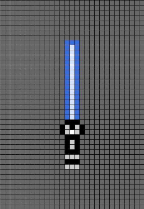 A pixel art template of a blue light-saber from Star Wars. Lightsaber Pixel Art, Small Pixel Art Grid, Pixel Art Grid Easy, Blue Pixel Art, Small Pixel Art, Blue Lightsaber, Modele Pixel Art, Easy Pixel Art, Pixel Art Templates