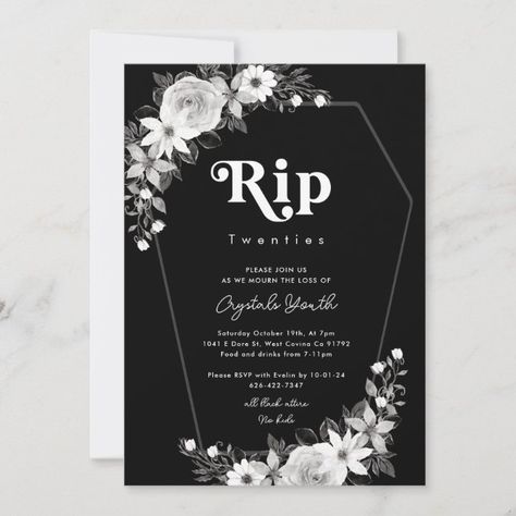 Create your own Invitation | Zazzle Black 30th Birthday Party, Rip To My Twenties, 20s Party Invitation, Happy Birthday Invitation Card, 30th Birthday Party Invitations, My Twenties, 30th Party, Bday Invitations, 30th Birthday Party