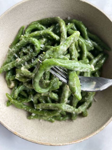 I Tried the Spinach Pici Pasta from Tiktok That Looks Just Like Green Beans | Kitchn Pici Pasta, Spinach Noodles, Kielbasa And Cabbage, How To Make Spinach, Instant Pot Yogurt, Breakfast Slider, Pasta Roller, Like Green, Spinach Pasta