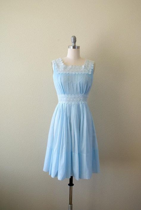 light blue sundress | Vintage 1960s Dress Light blue Sundress by ... | Every shades of Blue Blue Sundress Outfit, Dollette Dress, Light Blue Sundress, 50's Fashion, 1960s Dresses, Blue Sundress, Dress Light Blue, Vintage Dresses 1960s, 1960s Dress