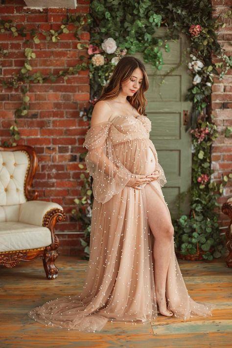 Maternity Dress for photo shoot/ Pearl Tulle Maternity Wedding | Etsy Maternity Wedding Outfits, Maternity Photo Dresses, Maternity Shoot Dress, Maternity Photo Dress, Maternity Gowns For Photoshoot, Easter Dresses For Toddlers, Maternity Wedding, Pregnant Wedding, Plum Dress