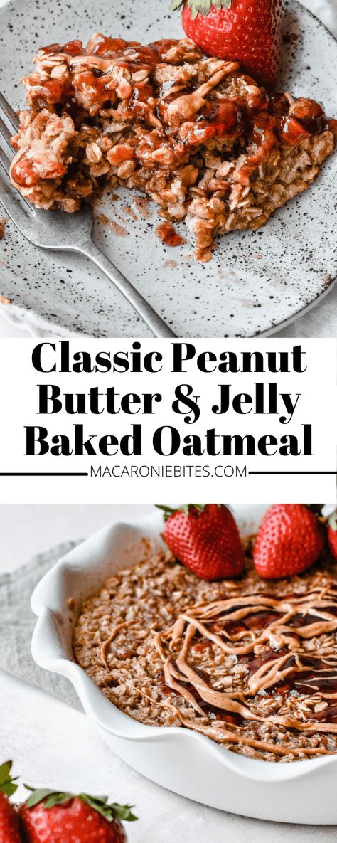 If classic PB&Js were your thing as a kid, you're going to love this Classic Peanut Butter and Jelly Baked Oatmeal recipe. It's easy to make and such a crowd pleaser! #Oatmeal #PB&J #PeanutButterandJelly #Breakfast #Brunch #MealPrep Pbj Baked Oatmeal, Pb J Baked Oatmeal, Pb And J Baked Oats, Peanut Butter And Jelly Baked Oats, Peanut Butter And Jelly Baked Oatmeal, Baked Oatmeal Peanut Butter, Peanut Butter Baked Oatmeal, Peanut Butter Jelly Recipes, Breakfast Crockpot