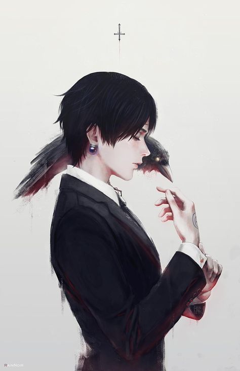 Anime character, Chrollo Lucifer, Hunter x Hunter, suits, raven HD wallpaper | Wallpaper Flare A Cross, A Black, Black Hair, Hair, Anime, Black