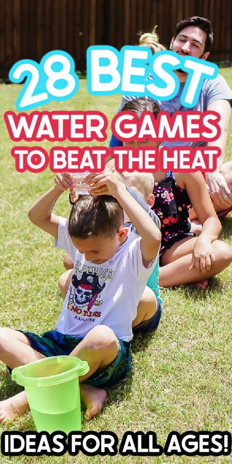 The most fun water games for summer! Great for kids, for teens, and even for adults! Fun Water Games, Water Balloon Games, Outdoor Water Games, Summer Outdoor Games, Field Day Games, Summer Camp Games, Balloon Games, Summer Camp Activities, Water Games For Kids