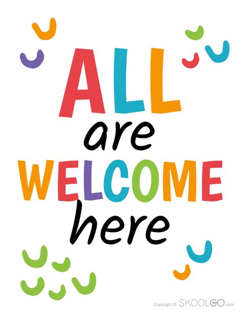 All Are Welcome Here Sign, Welcome To Our Classroom Sign Free Printable, Welcome Posters For School, Welcome Printable Free, You Are Welcome, Welcome Sign Classroom, Preschool Quotes, English Classroom Posters, Poster For Classroom