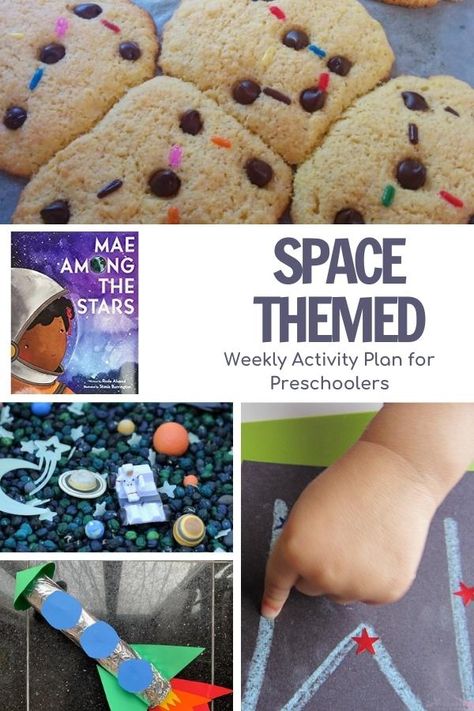 A fun and simple week of space activities for preschool. With songs, rhymes, books and activities to play, create and learn inspired by the featured book Mae Among the Stars by Roda Ahmed Mae Among The Stars Activities, Space Activities For Preschoolers, Rocket Craft, Space Lessons, Toddler Lessons, Space Activities, Easy Activities, Preschool Books, Afterschool Activities