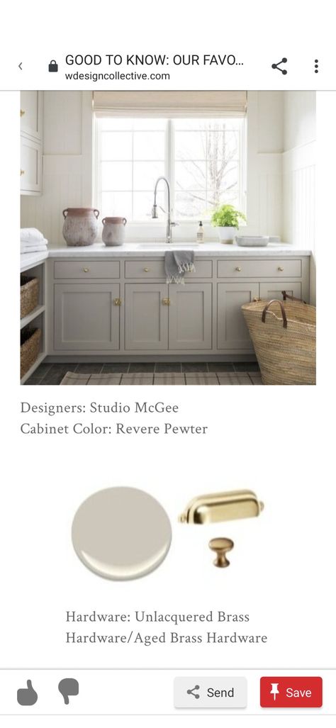 Reverse Pewter, Pewter Cabinets, Mcgee Bathroom, Bathroom Cabinet Colors, Spring Interiors, Cabinets Bathroom, Warm Springs, Revere Pewter, Jack And Jill Bathroom