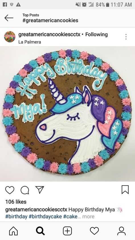 Cookie Cake Unicorn, Unicorn Cookie Cake Designs, Horse Cookie Cake, Princess Cookie Cake, Birthday Cookie Cake Designs, Cookie Cake Decorating Ideas Birthdays, Unicorn Cookie Cake, Decorated Cookie Cake, Cookie Cake Decorating Ideas