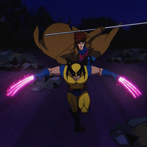 x-men '97 icon. xmen. marvel animation. wolverine. gambit. claws. staff. Wolverine And Gambit, Gambit And Wolverine, Gambit X Men 97, Wolverine Xmen 97, X Men 97 Wolverine, Gambit Xmen 97, Gambit Icon, X Men 97, Gambit X Men