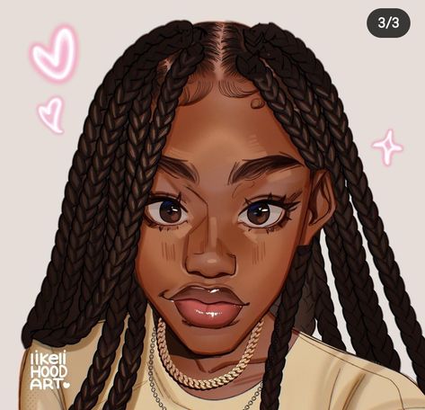 A Drawing, African American, Braids, Hair, White, Black, Plaits