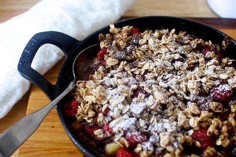 chocolate oat crumble – smitten kitchen Smitten Kitchen Recipes, Oats Chocolate, Fruit Crumble, Oat Crumble, Fruit Crisp, Chocolate Oats, Smitten Kitchen, Gluten Free Sweets, Slumping