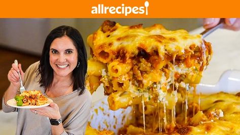 Allrecipes Baked Ziti, Nicole Mclaughlin Recipes, Homemade Baked Ziti, Cheesy Baked Ziti, Canned Recipes, Nicole Mclaughlin, Baked Ziti With Sausage, Cold Pasta Dishes, Simply Shredded