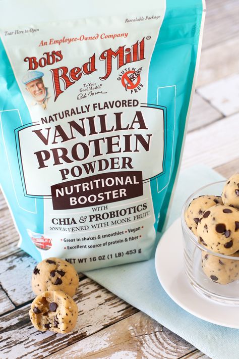 Cookie Dough Protein, Dairy Free Protein, Protein Cookie Dough, Healthy Sauces, Bob S, Protein Powder Recipes, Protein Bites, Vanilla Protein Powder, Food Blogs