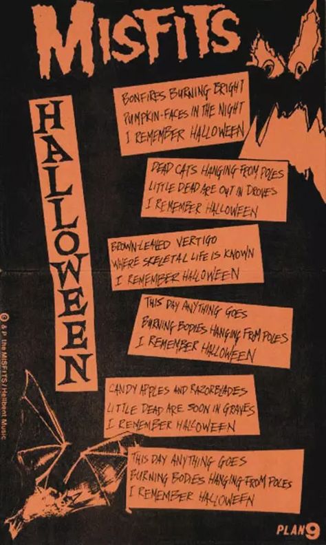 Halloween Lyrics, Misfits Halloween, Punk Bands Posters, Glenn Danzig Misfits, Halloween Candy Apples, Concert Flyers, Samhain Danzig, Misfits Band, Danzig Misfits