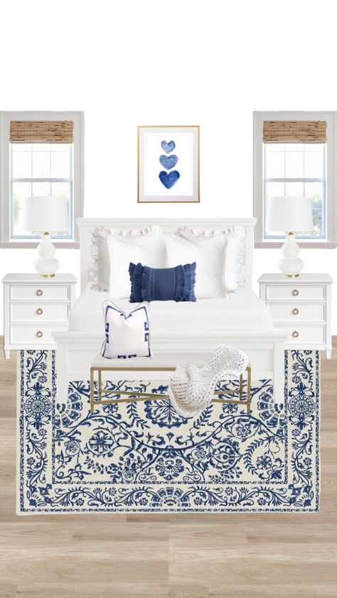 Blue Room Decor, College Dorm Room Decor, College Apartment Decor, Dorm Room Inspiration, Preppy Room, Redecorate Bedroom, Teen Bedroom Decor, Blue Rooms, Room Makeover Bedroom