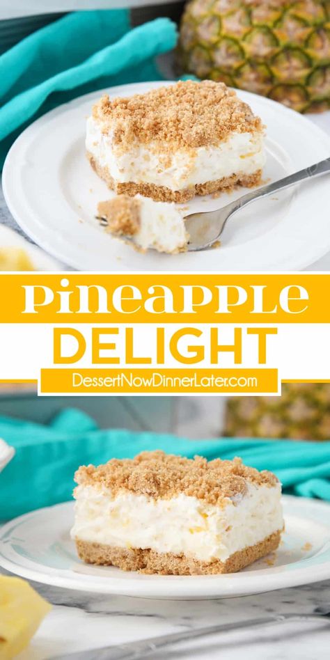 Pineapple Delight Dessert, Pineapple Lush, Desserts Simple, Pineapple Dream, Delight Dessert, Pineapple Dream Dessert, Hawaiian Desserts, Whipped Cream Desserts, Pineapple Delight