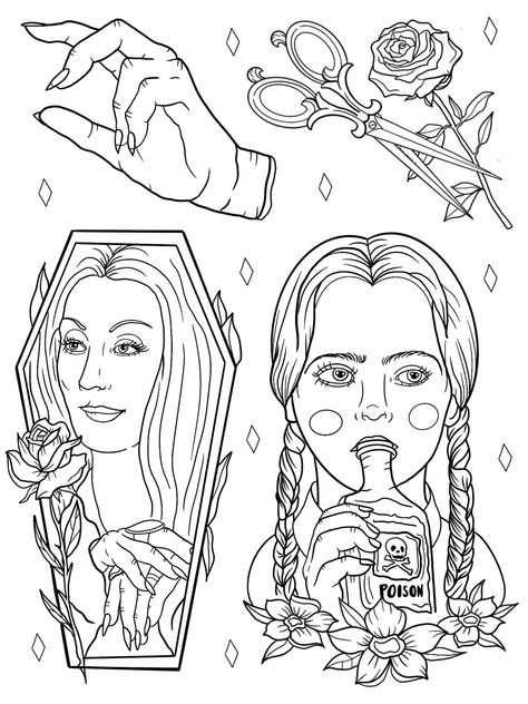 #theaddamsfamily #theaddamsfamilyvalues #theaddamsfamilytattoo #addamsfamilytattoo Addams Family Tattoo Flash, Addams Drawing, Addams Family Drawings, Addams Family Drawing, Adams Family Drawing, Thing From Addams Family Drawing, Addams Family Coloring Pages, Addams Family Sketch, Corpse Bride Outline