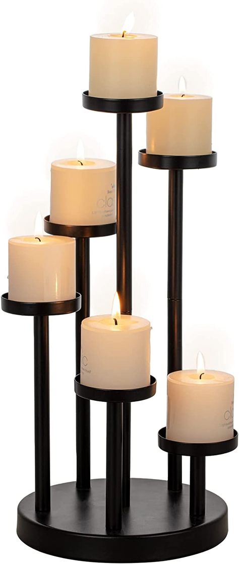 Amazon.com: Fireplace Candelabra Centerpieces for Tables, Black Metal 6 Arms Candle Holders for Tealight Pillar Candles, 13.4Inches Tall Candlesticks for Wedding Dinning Party : Home & Kitchen Fireplace Candelabra, Candelabra Centerpieces, Black Candle Holder, Black Candlesticks, Centerpieces For Tables, Candelabra Centerpiece, Black Candle Holders, Tall Candlesticks, Rustic Candle Holders