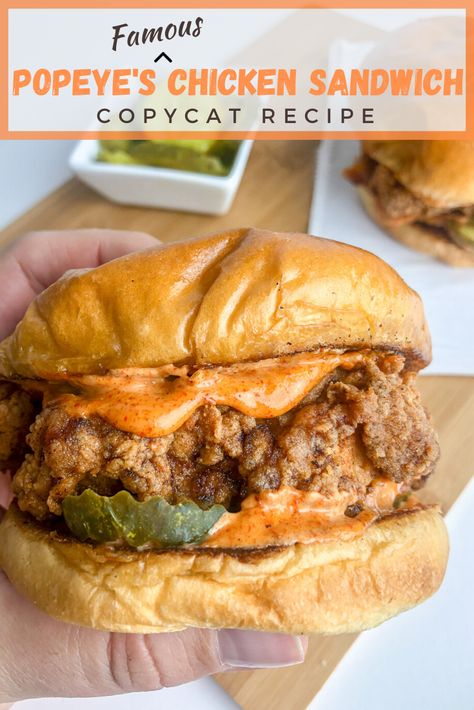 Spicy Chicken Burger Recipe, Copycat Popeyes Chicken Sandwich, Popeyes Chicken Sandwich Recipe, Popeyes Chicken Sandwich, Hot Sauce Chicken, Batch Baking, Popeyes Chicken, Kentucky Fried Chicken, Restaurant Copycat