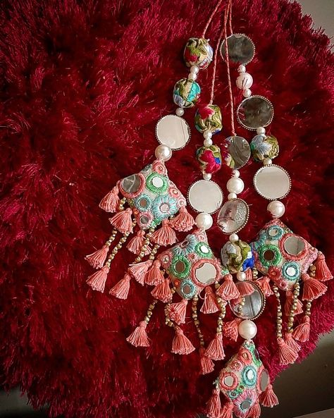 Cushion tassel latkan lengha mirror Mirror Latkan, Latkans For Lehenga, Blouse Latkan, Tassels Fashion Clothing, Tassels Design, Tassels Designs, Diy Dresses, Diy Fabric Jewellery, Happy Ganesh Chaturthi Images