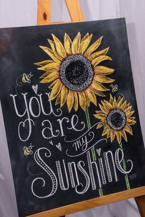 Chalkboard sign for a You are my sunshine baby shower party! See more party ideas at CatchMyParty.com! Summer Chalkboard Art, Summer Chalkboard, Church Painting, Sunshine Baby Shower, Woods Wedding, Sunflower Party, Sunflower Baby Showers, Chalk Wall, Sunshine Baby Showers