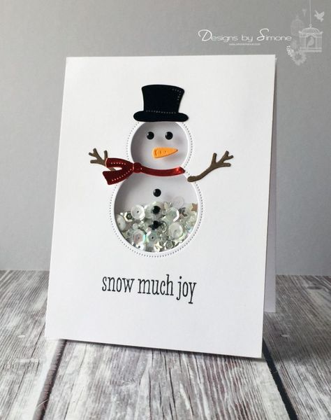 Christmas Gift Tags Handmade, Christmas Cards Kids, Simple Christmas Cards, Snowman Cards, Homemade Christmas Cards, Christmas Card Crafts, Shaker Cards, Christmas Cards To Make, Winter Cards